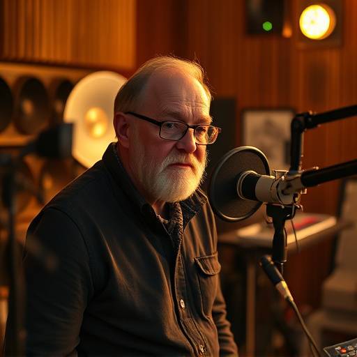 Bilde av Svein Knudsen i et lydstudio